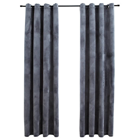 Vidaxl Vorhang Blackout mit Ringen 2 ST 140x245 cm Samt schwarz