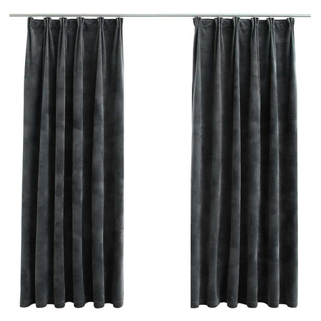 VIDAXL -Vorhänge Blackout 2 STs mit Haken 140x175 cm Samt Anthrazit