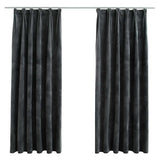 VIDAXL -Vorhänge Blackout 2 STs mit Haken 140x175 cm Samt Anthrazit