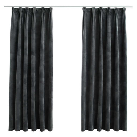 VIDAXL -Vorhänge Blackout 2 STs mit Haken 140x175 cm Samt Anthrazit