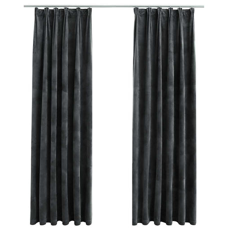 VIDAXL -Vorhänge Blackout 2 STs mit Haken 140x225 cm Samt Anthrazit