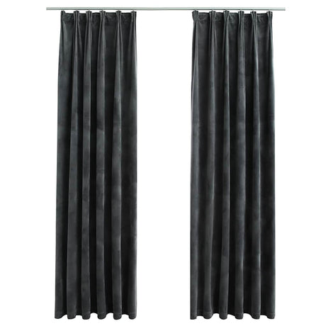 VIDAXL -Vorhänge Blackout 2 STs mit Haken 140x245 cm Samt Anthrazit