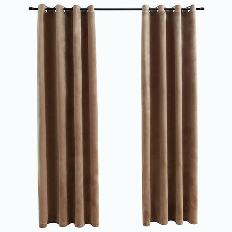 Vidaxl -Vorhang verdammt mit Ringen 2 ST 140x225 cm Samt Beige