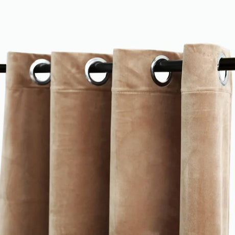 Vidaxl -Vorhang verdammt mit Ringen 2 ST 140x225 cm Samt Beige
