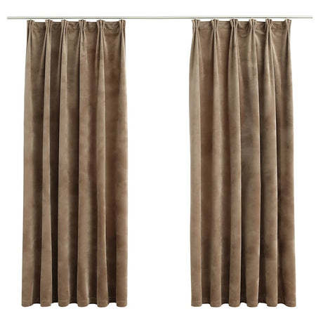 VIDAXL -Vorhänge Blackout 2 STs mit Hooks 140x175 cm Samt Beige