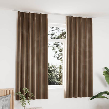 VIDAXL -Vorhänge Blackout 2 STs mit Hooks 140x175 cm Samt Beige