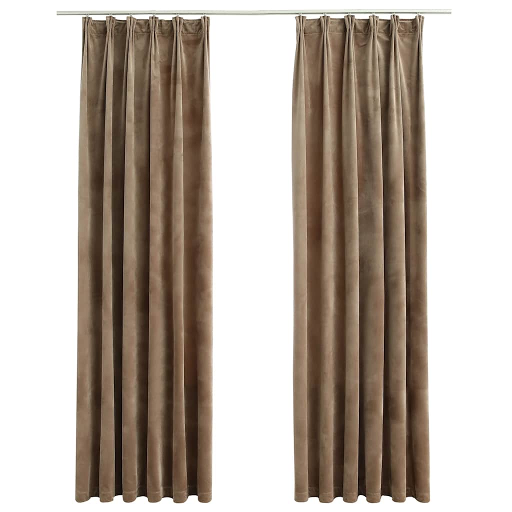 VIDAXL -Vorhänge Blackout 2 STs mit Haken 140x225 cm Samt Beige