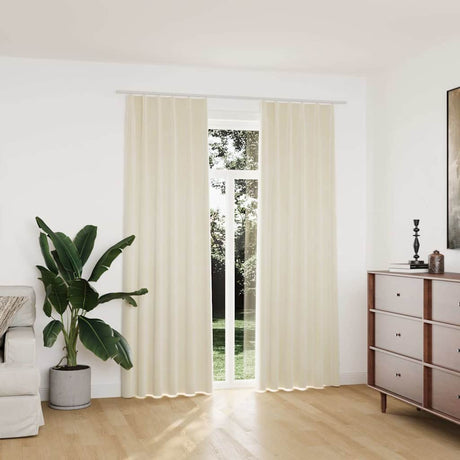 VIDAXL -Vorhänge Blackout 2 STs mit Haken 140x225 cm Samtcreme