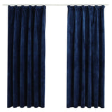 VIDAXL -Vorhänge Blackout 2 STs mit Haken 140x175 cm Samtblau