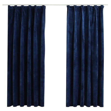 VIDAXL -Vorhänge Blackout 2 STs mit Haken 140x175 cm Samtblau