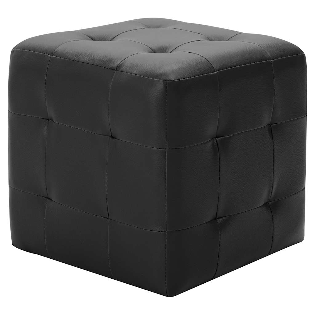 Vidaxl poef 2 st 30x30x30 cm kunstleer zwart