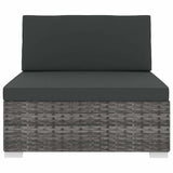 Vidaxl middenbank 1 st met kussens poly rattan grijs