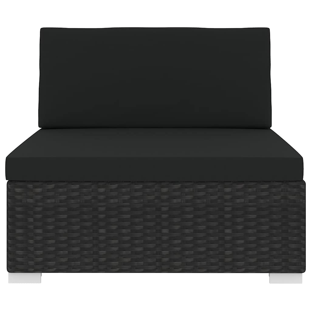 Vidaxl middenbank 1 st met kussens poly rattan zwart