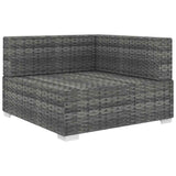 Vidaxl hoekbank 1 st met kussens poly rattan grijs