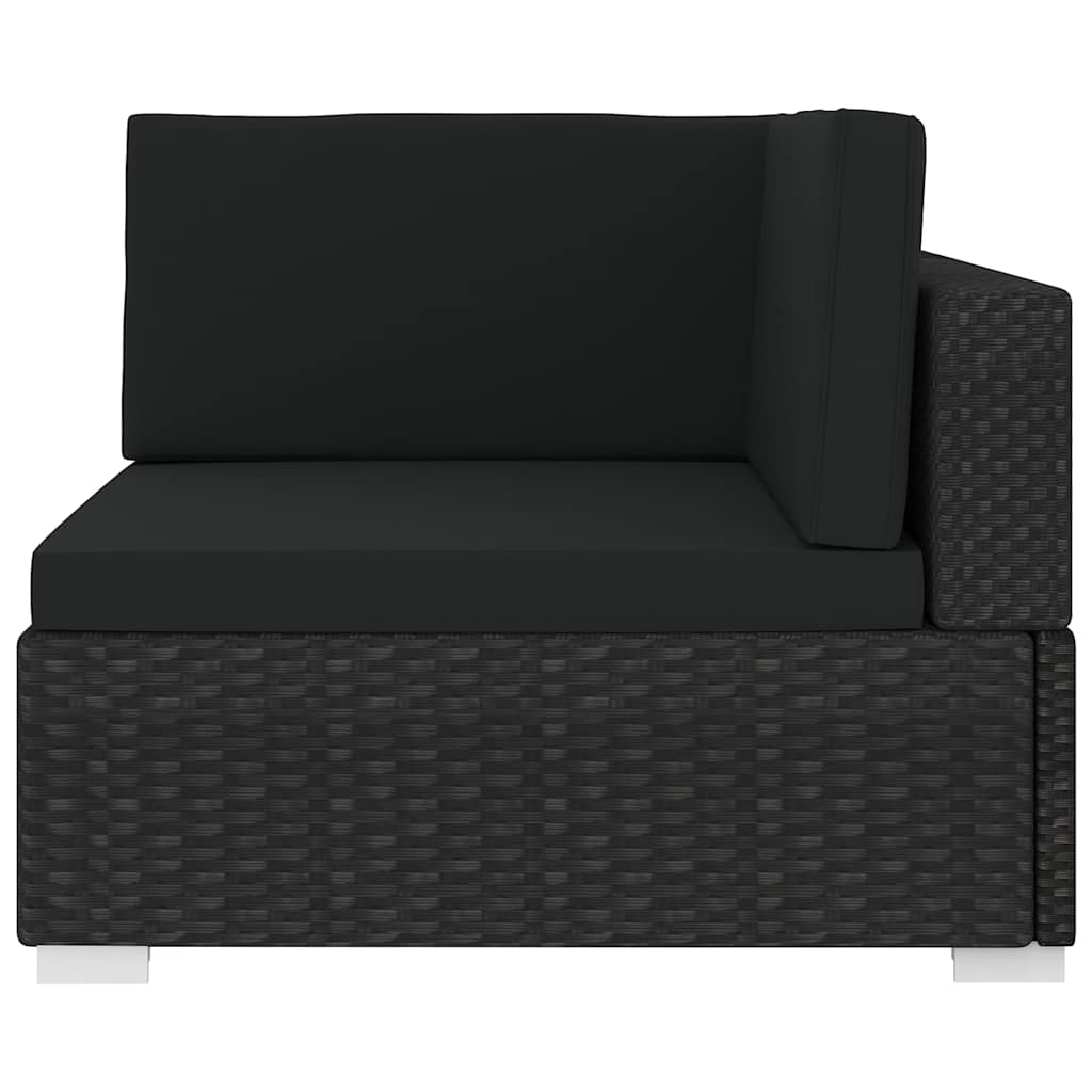 Vidaxl hoekbank 1 st met kussens poly rattan zwart