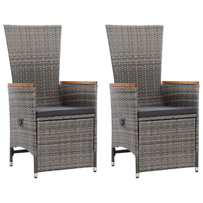 Vidaxl tuinstoelen 2 st verstelbaar met kussens poly rattan grijs