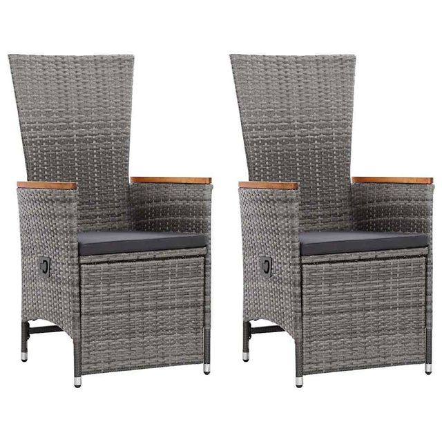 Vidaxl tuinstoelen 2 st verstelbaar met kussens poly rattan grijs