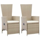 Vidaxl tuinstoelen 2 st verstelbaar met kussens poly rattan beige