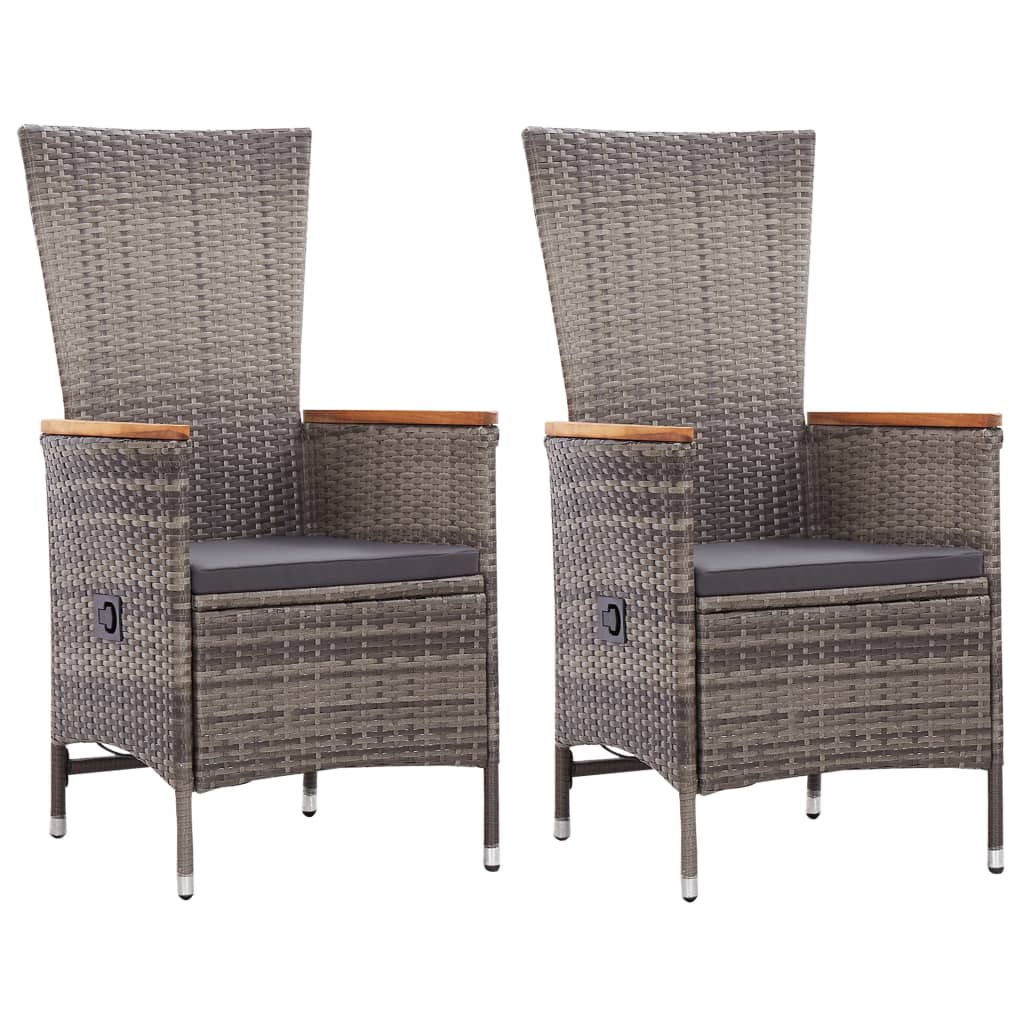 Vidaxl tuinstoelen 2 st met kussens poly rattan grijs