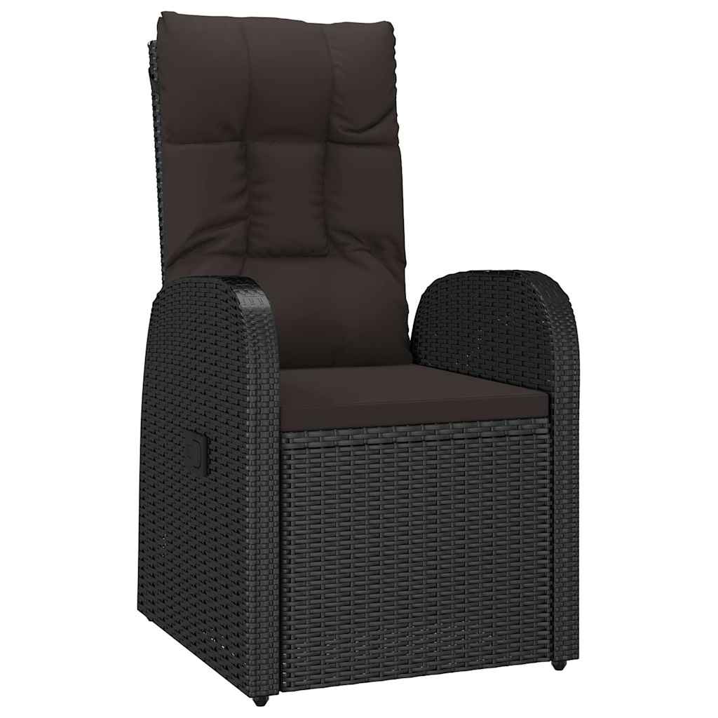 Vidaxl tuinstoelen 2 st verstelbaar met kussens poly rattan zwart