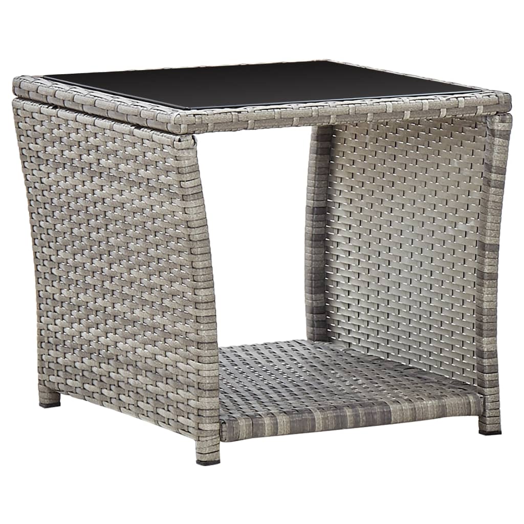 Vidaxl salontafel 45x45x40 cm poly rattan en glas grijs