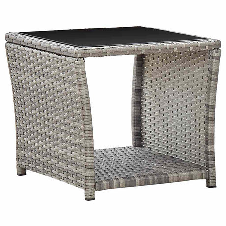 Vidaxl salontafel 45x45x40 cm poly rattan en glas grijs
