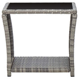 Vidaxl salontafel 45x45x40 cm poly rattan en glas grijs