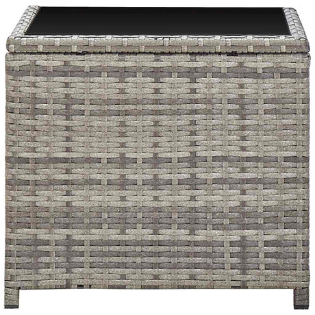 Vidaxl salontafel 45x45x40 cm poly rattan en glas grijs