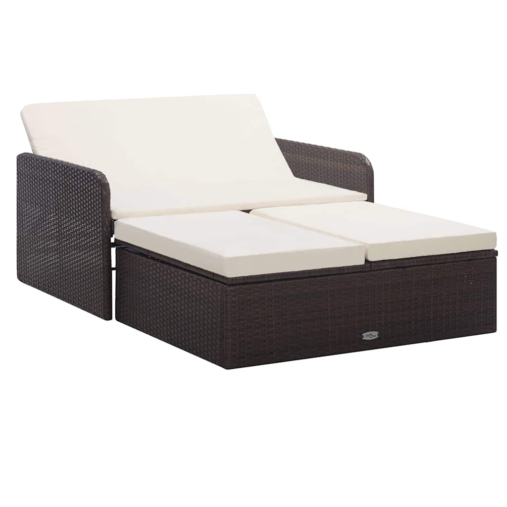 Vidaxl 2-delige loungeset met kussens poly rattan bruin