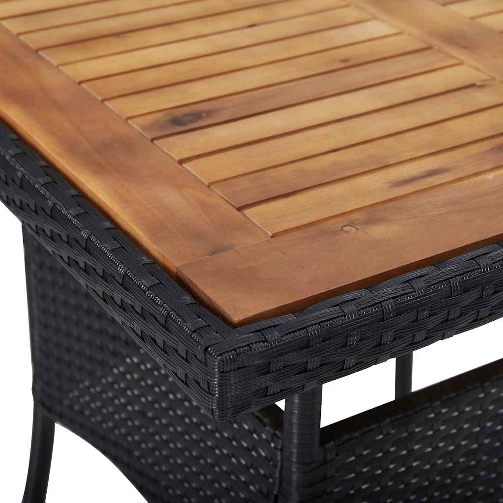 Vidaxl tuintafel poly rattan en massief acaciahout zwart
