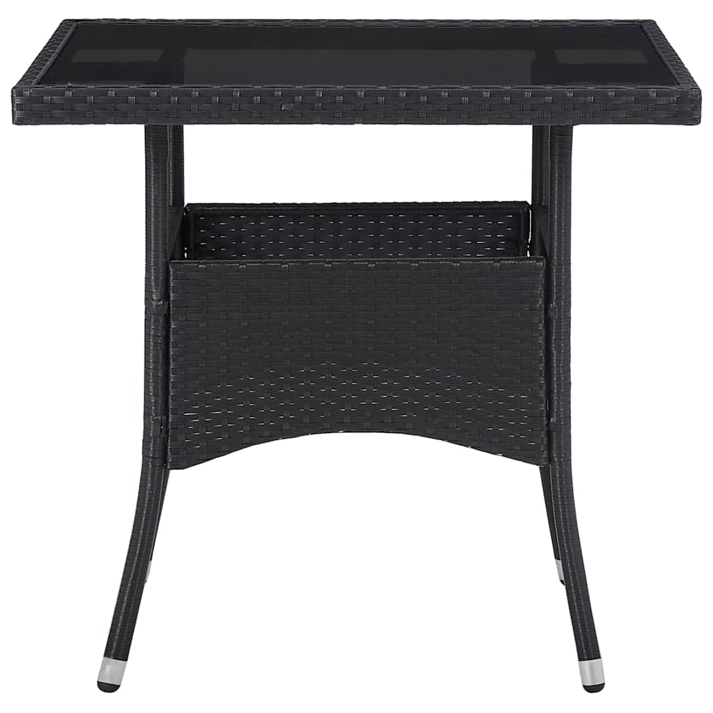 Vidaxl tuintafel poly rattan en glas zwart