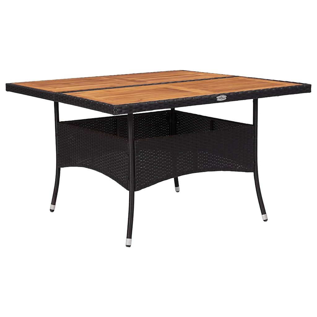 Vidaxl tuintafel poly rattan en massief acaciahout zwart