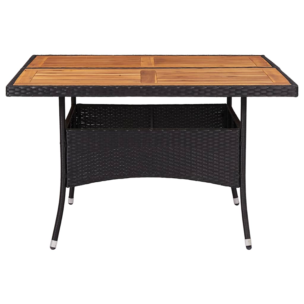 Vidaxl tuintafel poly rattan en massief acaciahout zwart