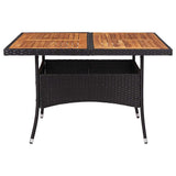 Vidaxl tuintafel poly rattan en massief acaciahout zwart