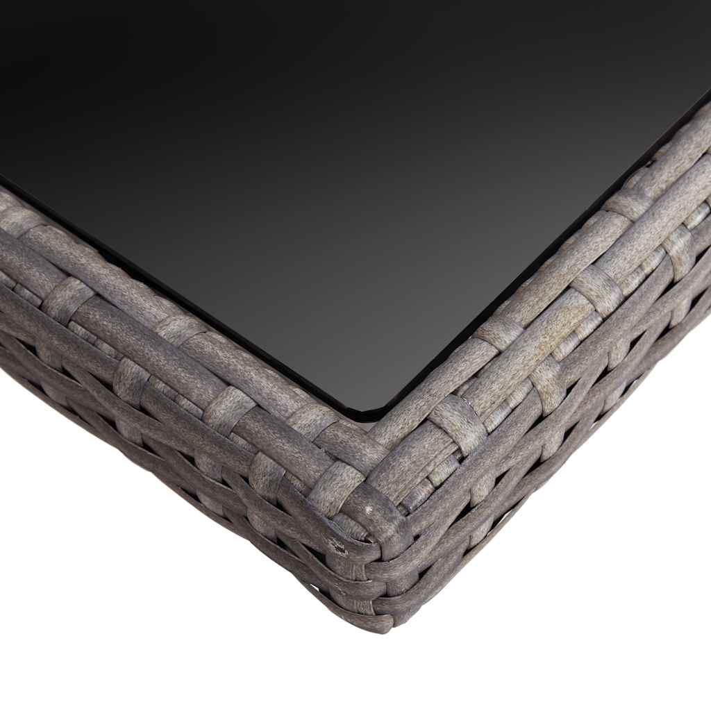 Vidaxl tuintafel poly rattan en glas grijs