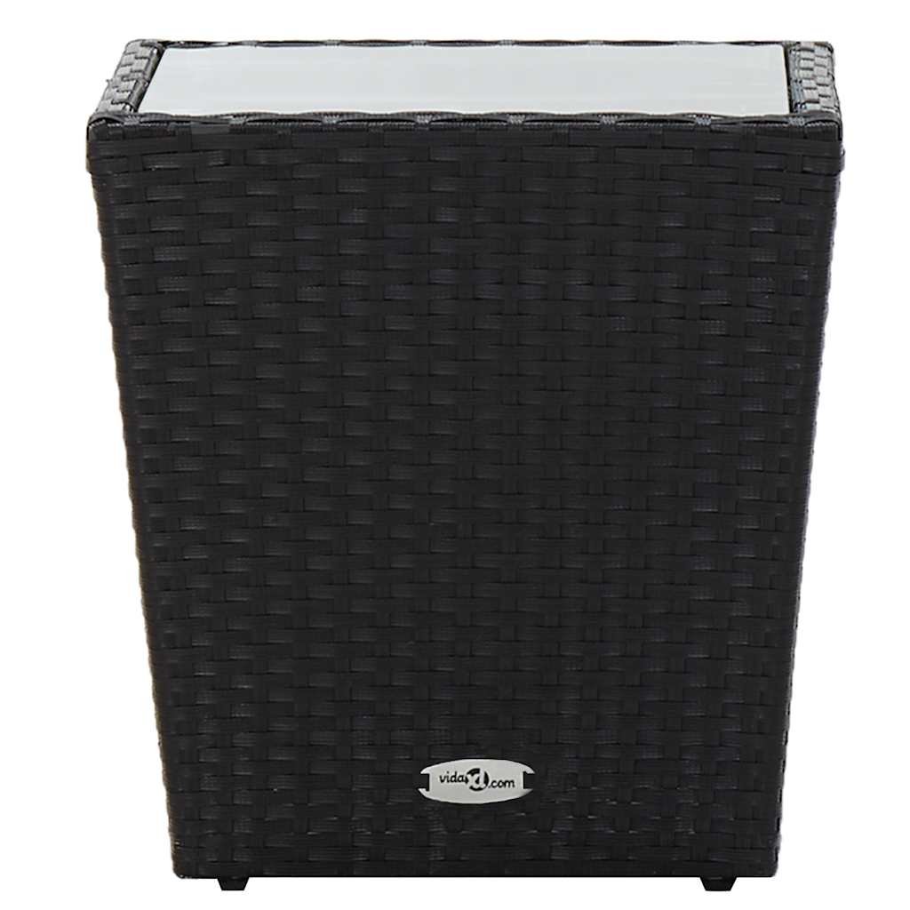 Vidaxl theetafel 41,5x41,5x43 cm poly rattan en gehard glas zwart