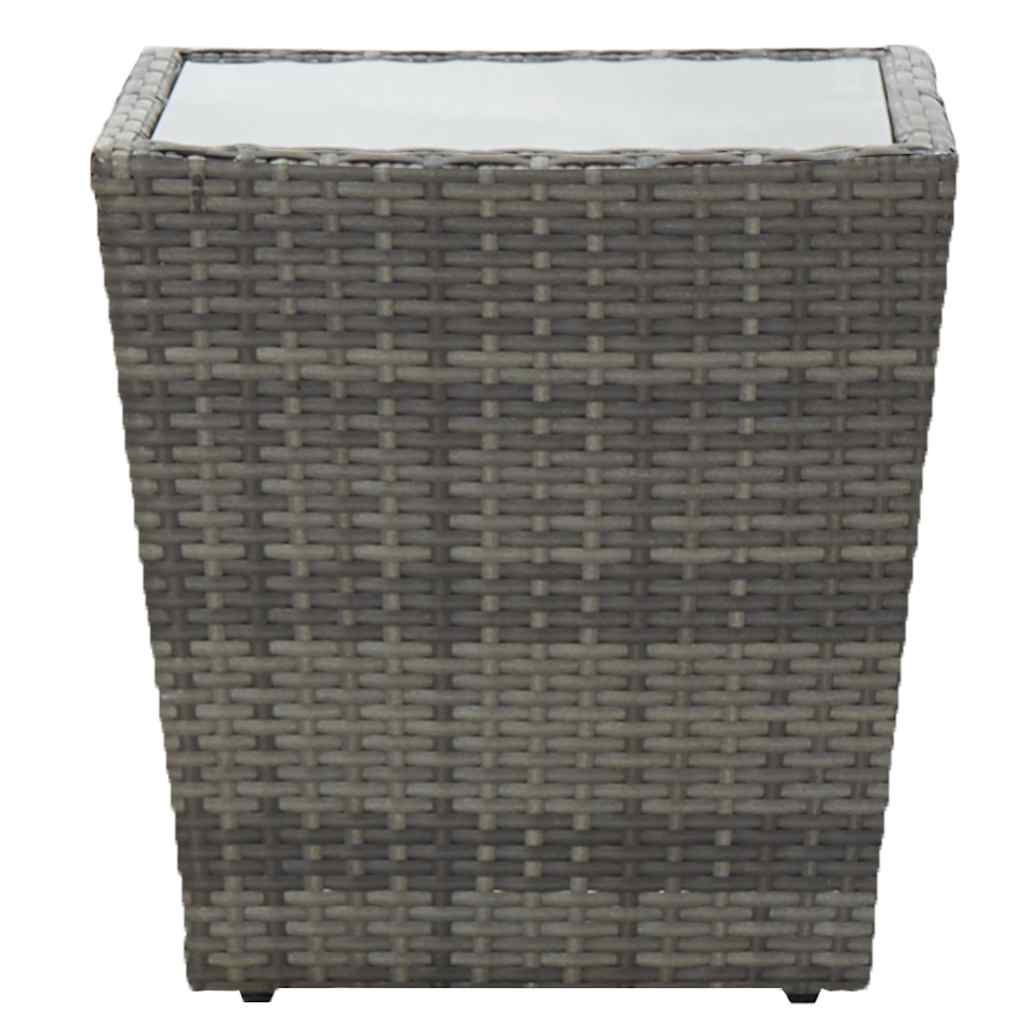 Vidaxl theetafel 41,5x41,5x43 cm poly rattan en gehard glas grijs