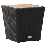 Vidaxl theetafel 41,5x41,5x43 cm poly rattan massief acaciahout zwart