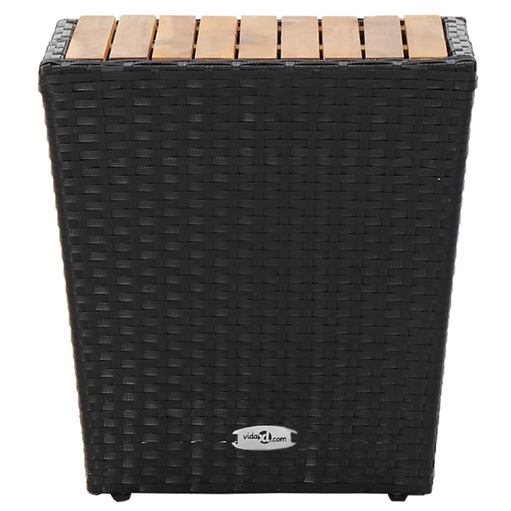 Vidaxl theetafel 41,5x41,5x43 cm poly rattan massief acaciahout zwart