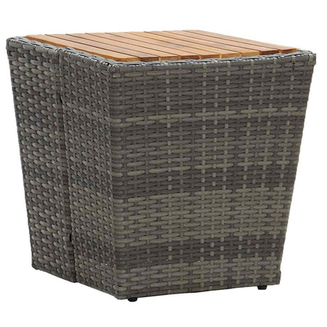 Vidaxl theetafel 41,5x41,5x43 cm poly rattan massief acaciahout grijs