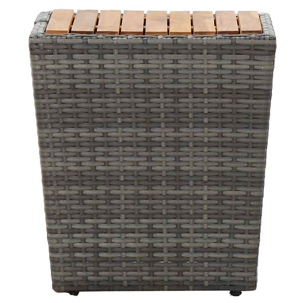 Vidaxl theetafel 41,5x41,5x43 cm poly rattan massief acaciahout grijs