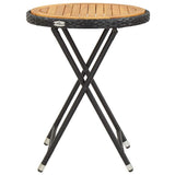 Vidaxl theetafel 60 cm poly rattan en massief acaciahout zwart