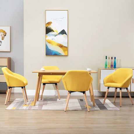 Vidaxl eetkamerstoelen 4 st stof geel