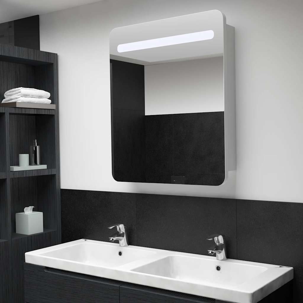 Vidaxl badkamerkastje met spiegel led 68x9x80 cm