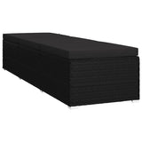 Vidaxl ligbed met kussen poly rattan zwart