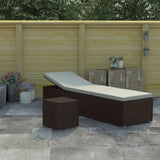 Vidaxl ligbed met kussen en theetafel poly rattan bruin