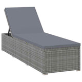 Vidaxl ligbed met kussen en theetafel poly rattan grijs