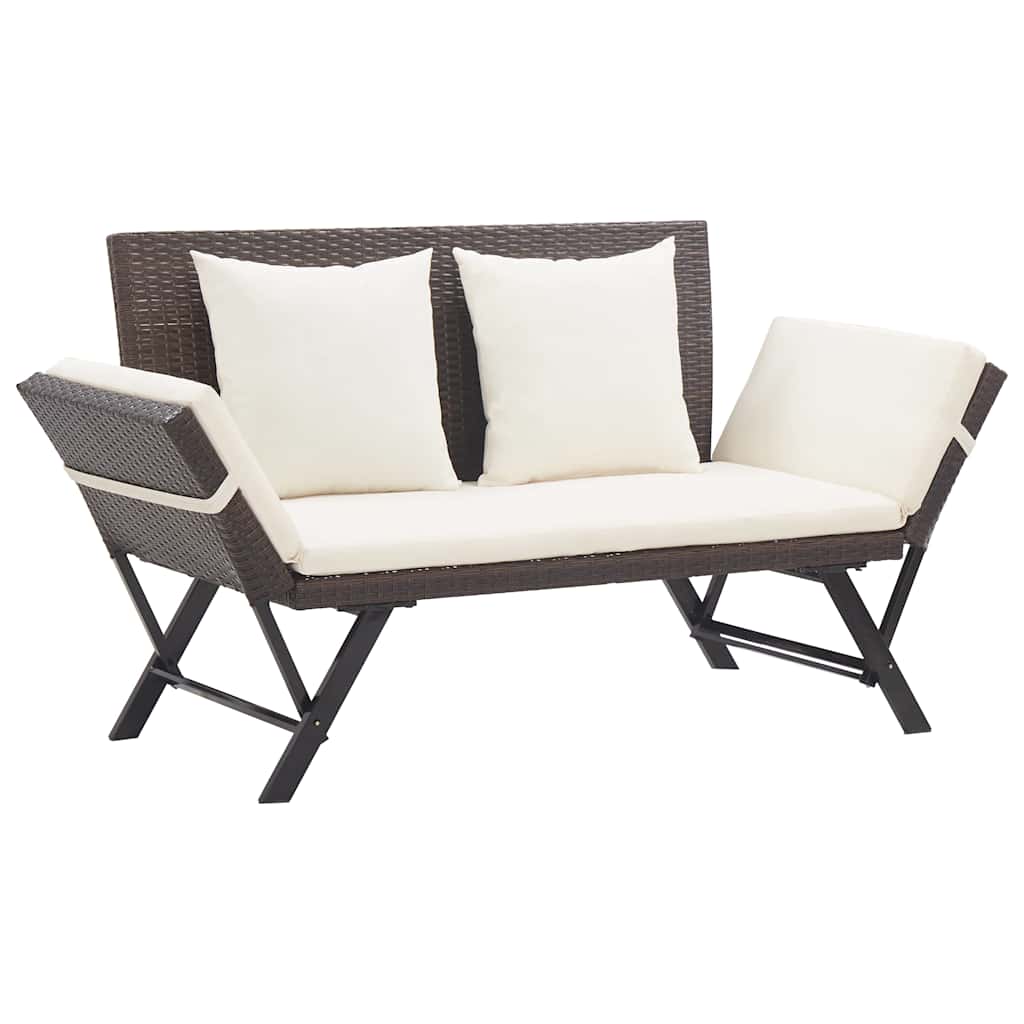 Vidaxl tuinbank met kussens 176 cm poly rattan bruin