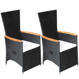 Vidaxl tuinstoelen 2 st verstelbaar met kussens poly rattan zwart