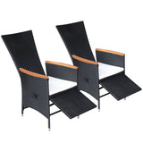 Vidaxl tuinstoelen 2 st verstelbaar met kussens poly rattan zwart